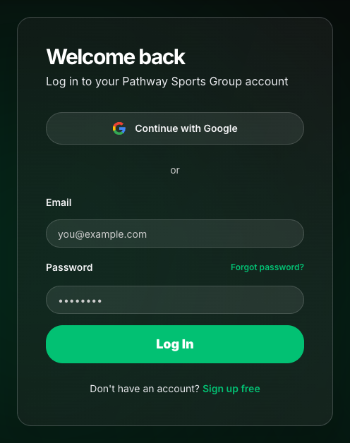 Log in with email and password