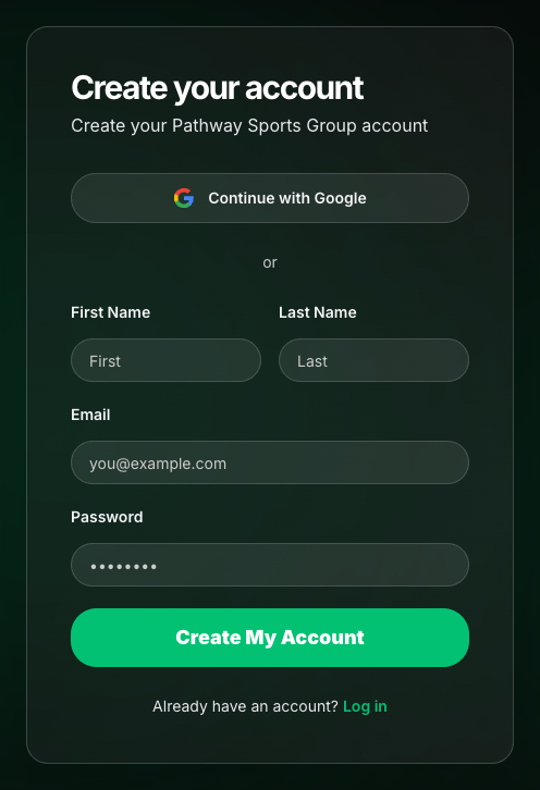 Sign-up form on pathwaysg.net
